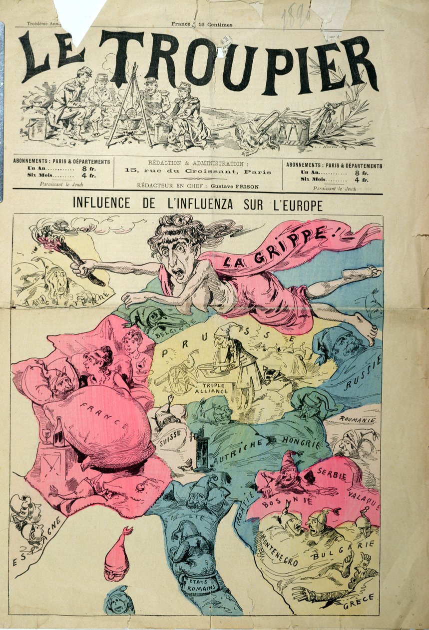 تأثير الأنفلونزا على أوروبا ، من لو تروبييه ، 1890 بواسطة المدرسة الفرنسية