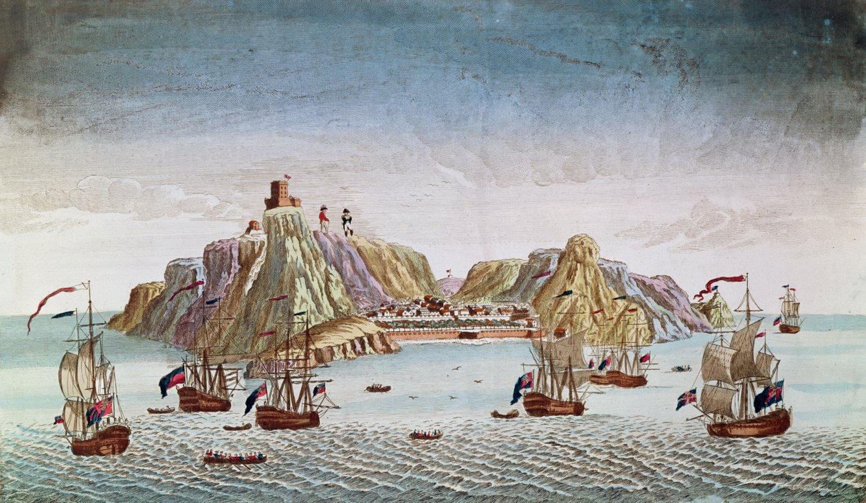 جزيرة سانت هيلانة ، مكان نفي الجنرال نابليون بونابرت (1769-1821) بواسطة المدرسة الفرنسية