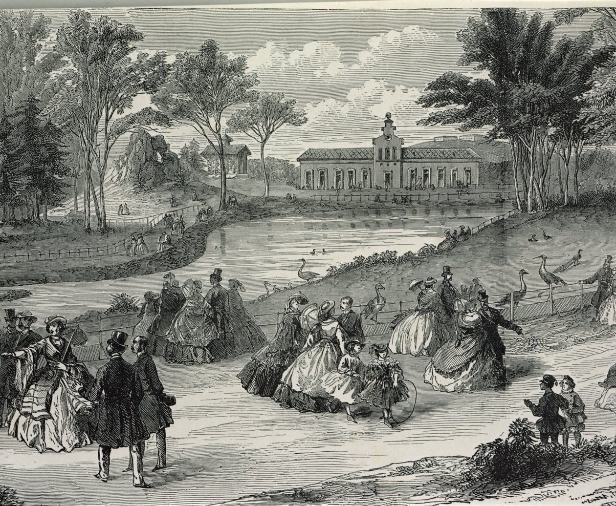 حديقة Jardin dAcclimatation ، باريس ، 1855 (نقش وزن الجسم) بواسطة المدرسة الفرنسية