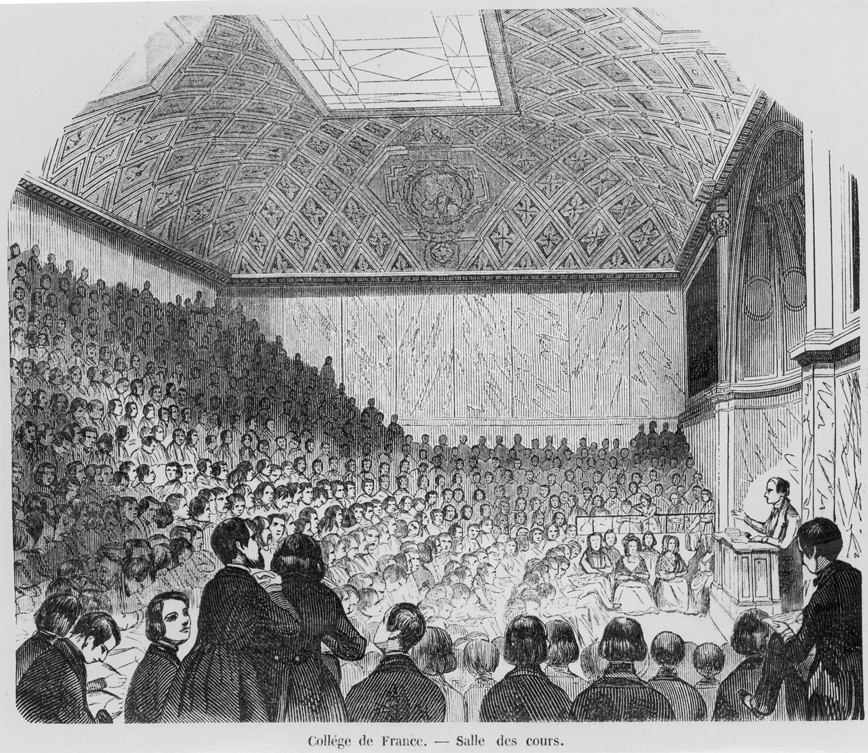 مسرح المحاضرة في كلية فرنسا ، من Tableaux de Paris بواسطة E. Texier ، 1852 بواسطة المدرسة الفرنسية