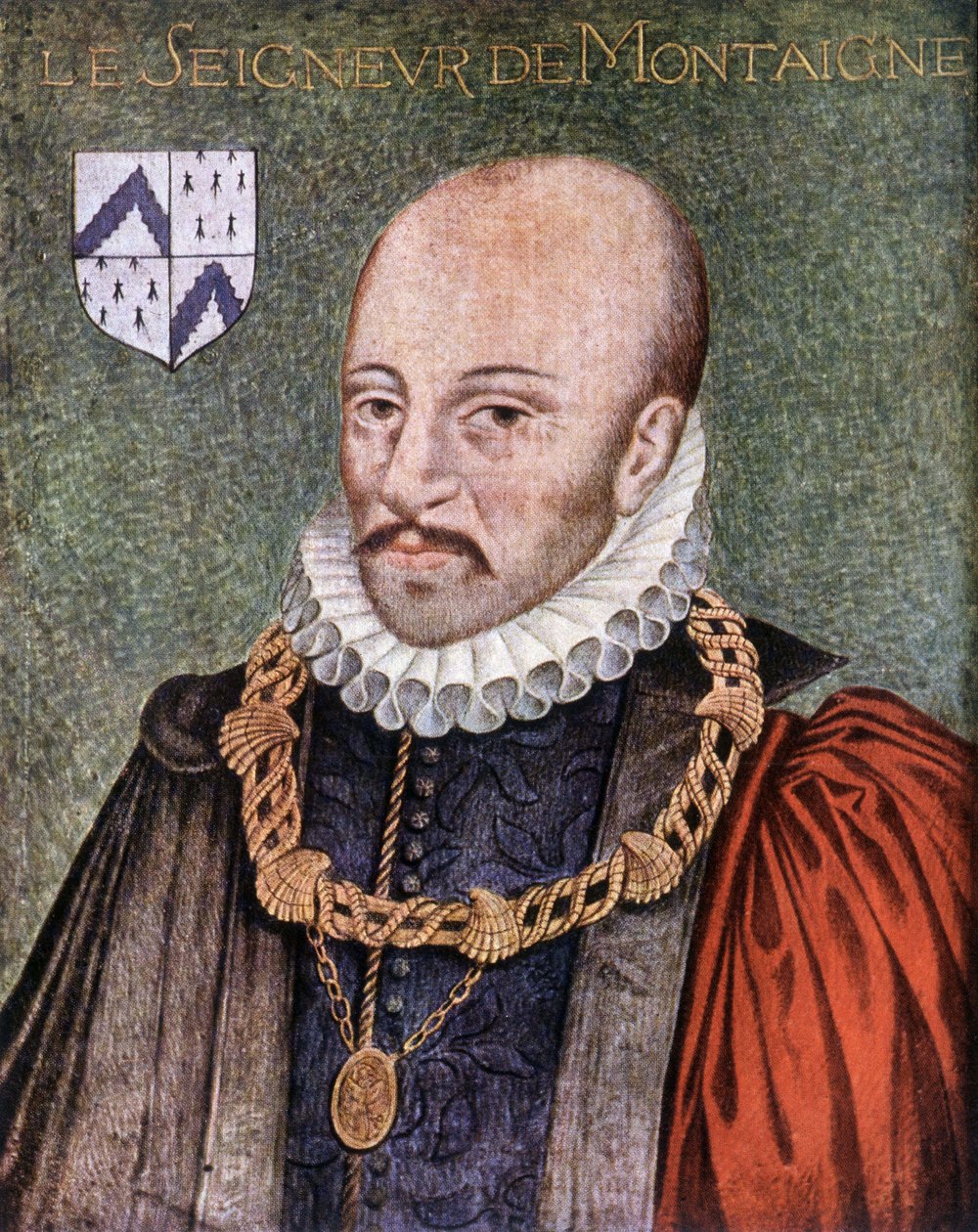 The Lord of Montaigne - وفقًا للوحة المحفوظة في Musée Condé de Chantilly بواسطة المدرسة الفرنسية