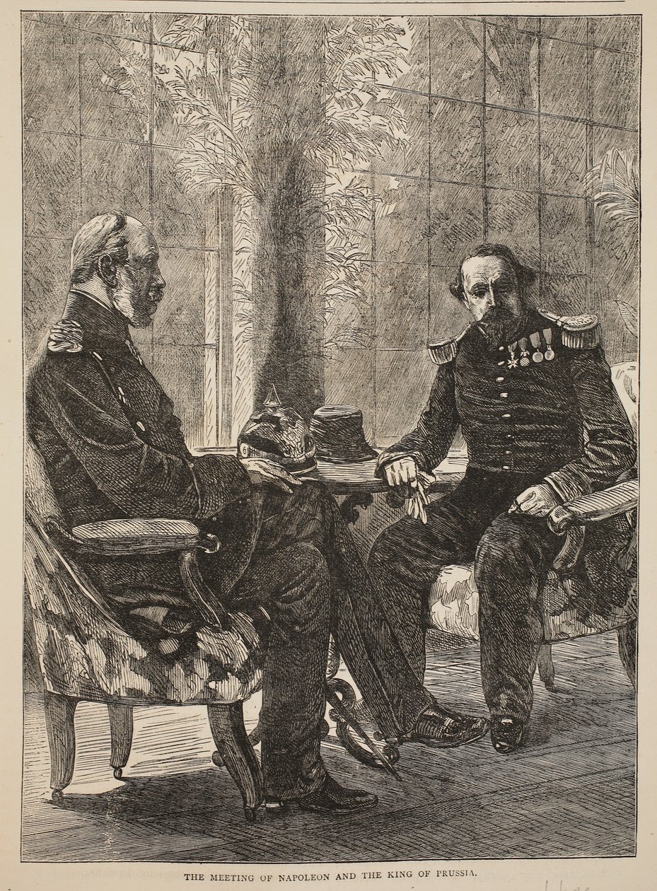 اجتماع نابليون وملك بروسيا ، سبتمبر 1870 ، توضيح من تاريخ كاسيلز للحرب بين فرنسا وألمانيا ، 1870-1871 بواسطة المدرسة الفرنسية