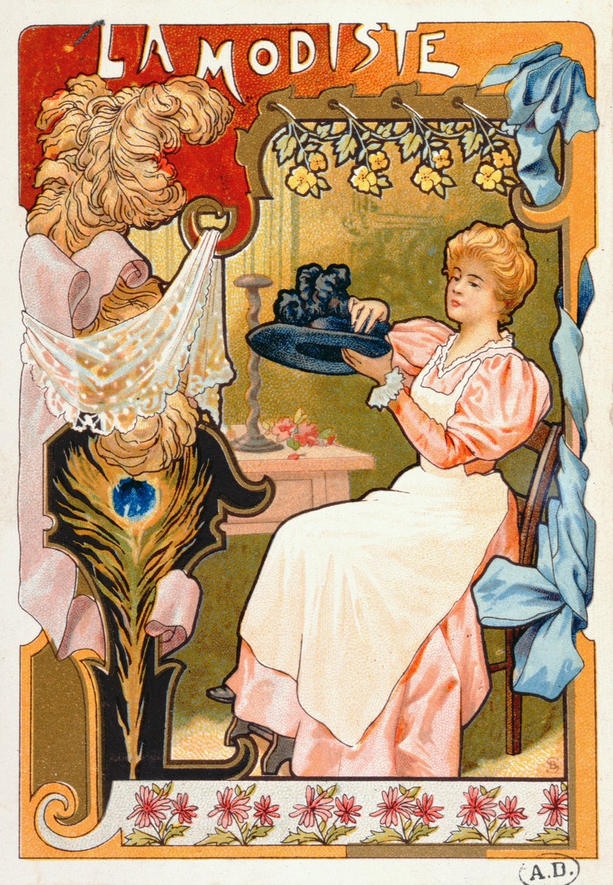 Milliner ، من سلسلة من الطباعة الحجرية التي تصور الحرف المختلفة ، 1899 بواسطة المدرسة الفرنسية