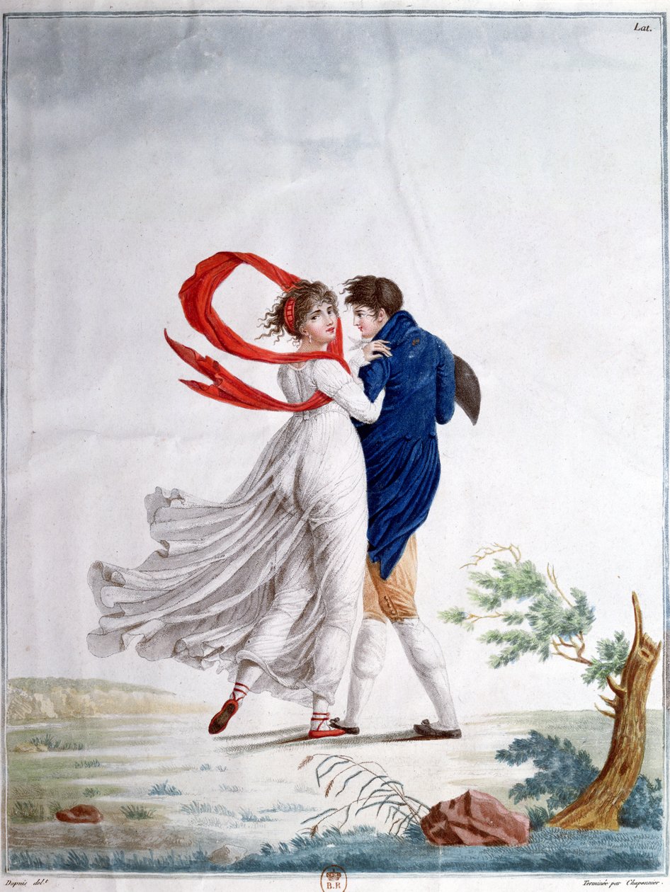 المشي الصباحي ، c.1800 (نقش الألوان) بواسطة المدرسة الفرنسية