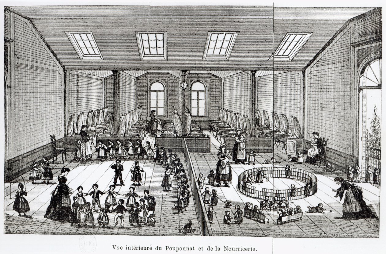 الحضانة في عائلة غويز ، من Solutions Sociales بقلم جان بابتيست أندريه غودين (1817-1888) ، باريس ، 1871 بواسطة المدرسة الفرنسية