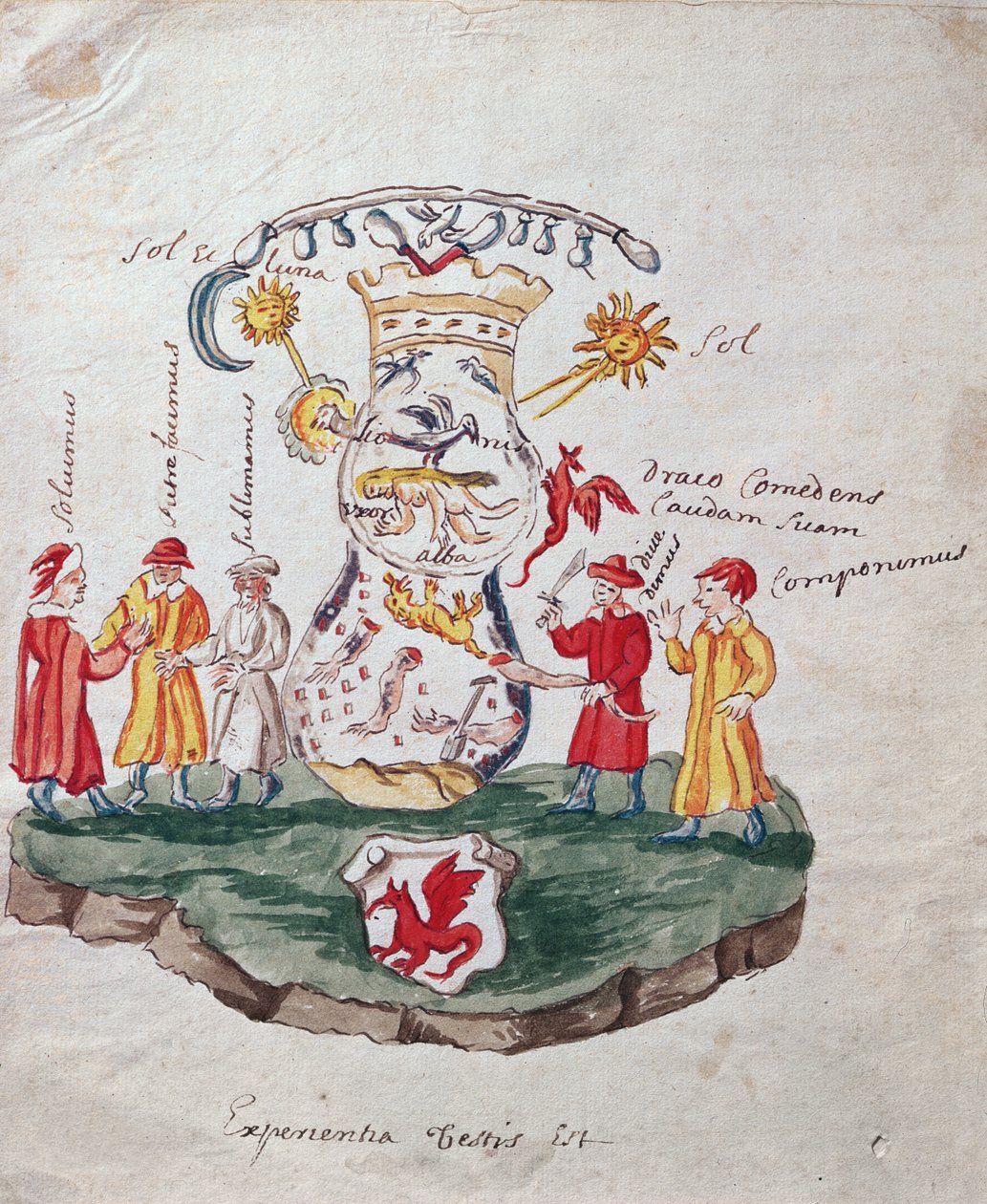 عمليات الخيمياء ، توضيح من La Cle de la Grande Science على العمل الفلسفي غير المعروف (الحبر والمرحاض على الورق) بواسطة المدرسة الفرنسية