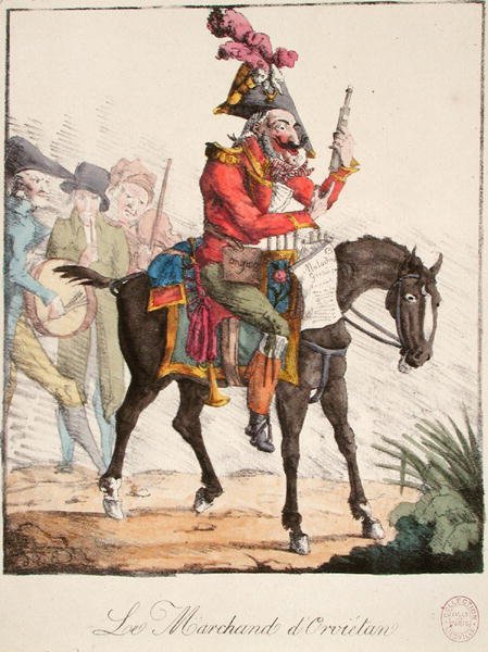 البائع الأورفيتي ، حوالي عام 1816 (نقش ملون) بواسطة المدرسة الفرنسية