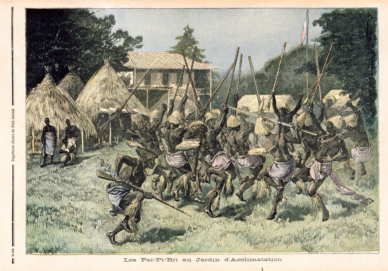 Pai-Pi-Bri في Jardin d'Acclimatation في باريس ، رسم توضيحي من "Le Petit Journal" ، الخامس من أغسطس 1893 (نقش ملون) بواسطة المدرسة الفرنسية
