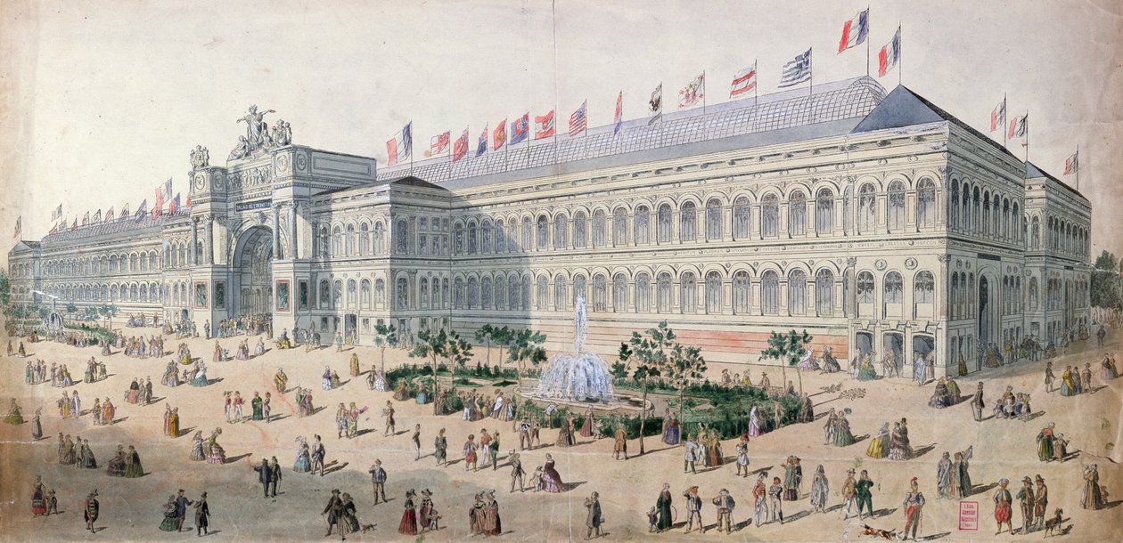 قصر ليندوستري في معرض الكون عام 1855 بواسطة المدرسة الفرنسية
