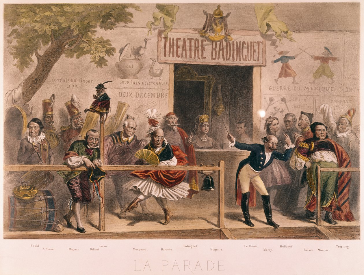 العرض ، كاريكاتير نابليون الثالث ومحكمته (1808-73) ، من La Menagerie Imperiale ، c.1870 بواسطة المدرسة الفرنسية