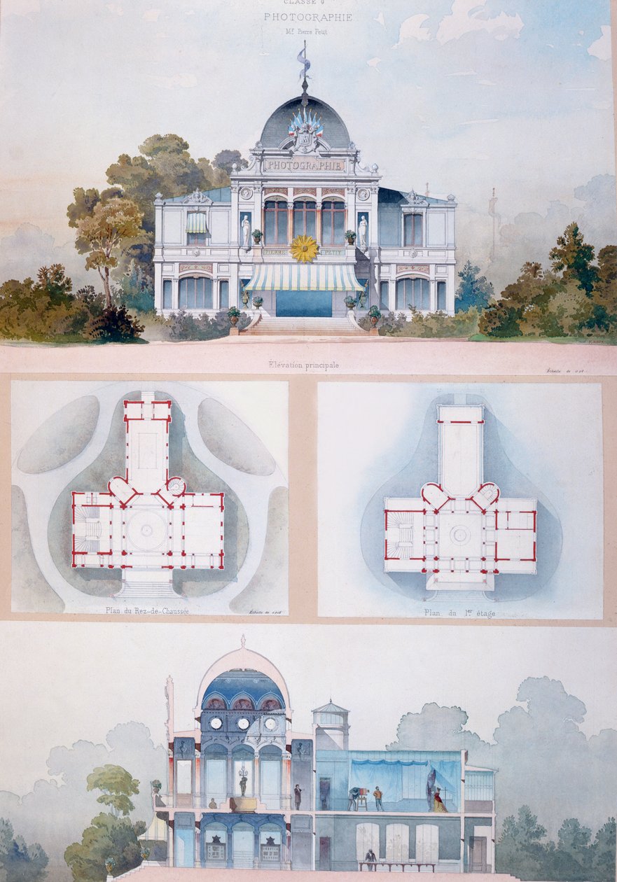 جناح التصوير الفوتوغرافي في معرض باريس العالمي عام 1867 ، c.1867 (مرحاض على ورق) بواسطة المدرسة الفرنسية