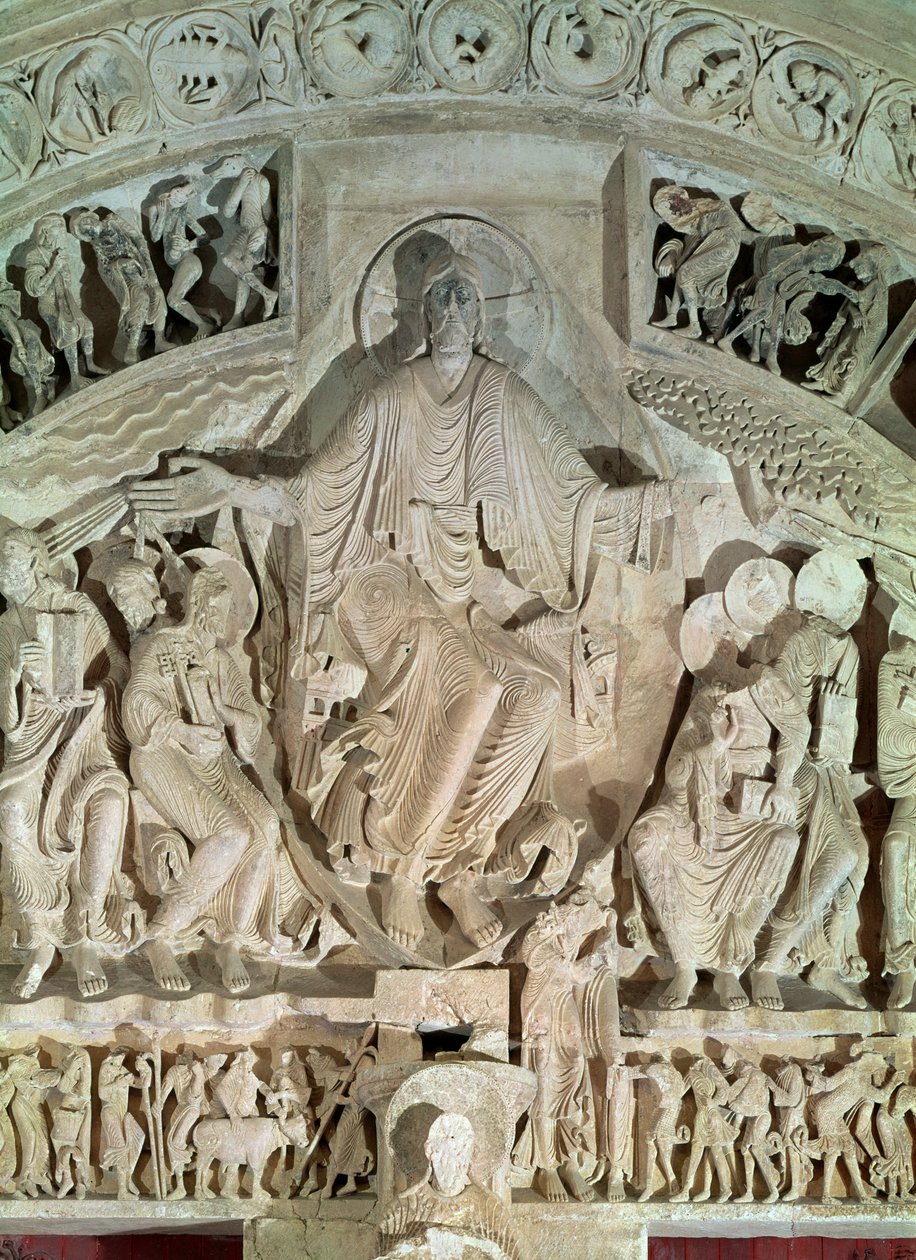 عيد العنصرة ، من طبلة البوابة المركزية ، c.1120 بواسطة المدرسة الفرنسية