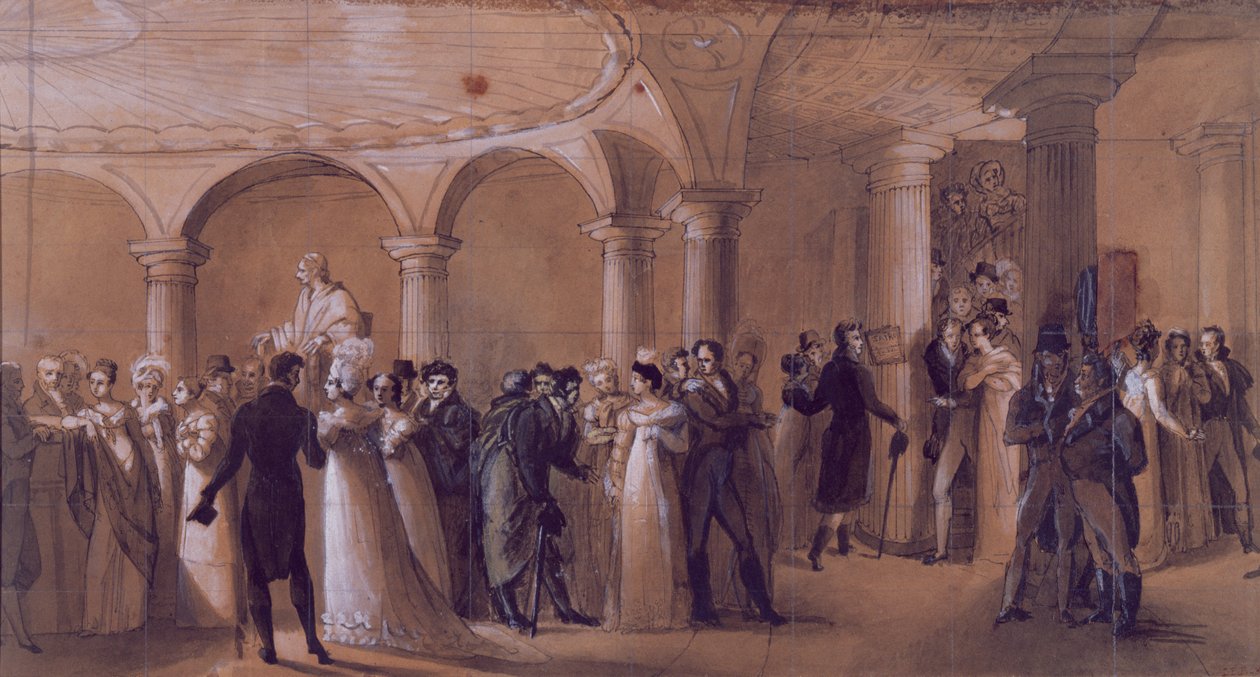 Peristyle في المسرح الفرنسي ، c.1822 بواسطة المدرسة الفرنسية