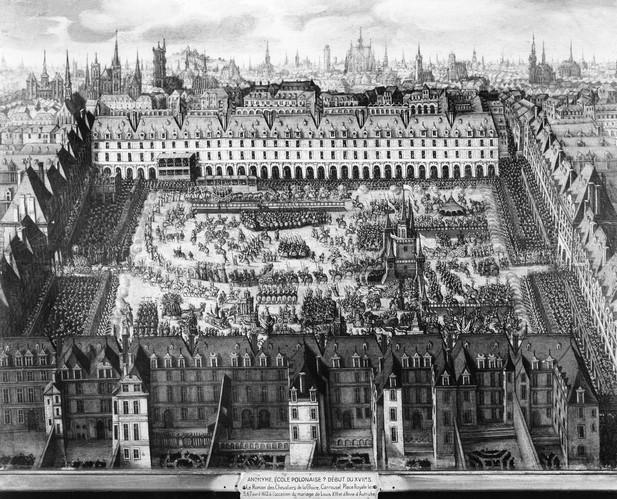 The Place Royale and the Carrousel in 1612 (engraving) بواسطة المدرسة الفرنسية