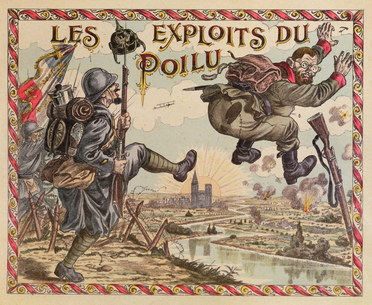إنجازات Poilus ، دفع الألماني وراء الراين ، غطاء لوحة ألعاب ، c.1914-15 بواسطة المدرسة الفرنسية