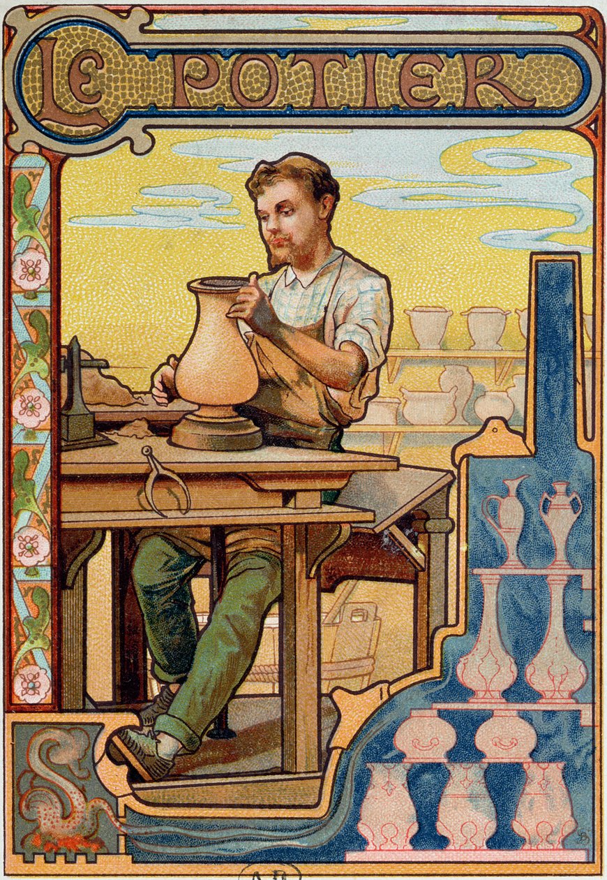 الفخار ، توضيح من كتاب عن الحرف ، ج .1899 بواسطة المدرسة الفرنسية