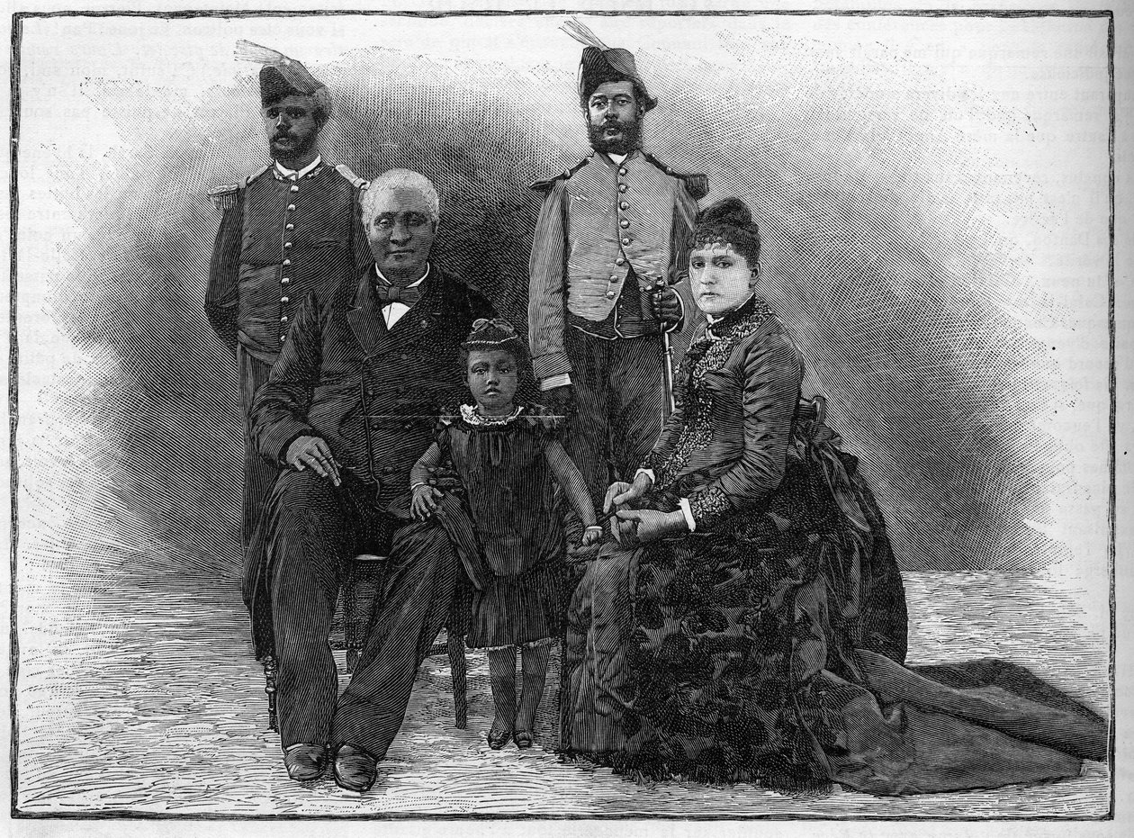 رئيس هايتي إتيان فيليسيت سولومون (1820-1888) مع أسرته ومساعديه. بواسطة المدرسة الفرنسية