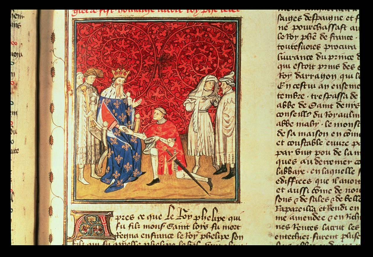 أمير ويلز (هنري الخامس 1387-1422) يشيد بالملك تشارلز السادس (1368-1422) بواسطة المدرسة الفرنسية