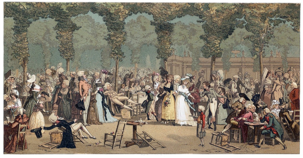 المتنزه العام في القصر الملكي في باريس بواسطة Philibert-Louis (Philibert Louis) Debucourt (1755-1832) بواسطة المدرسة الفرنسية