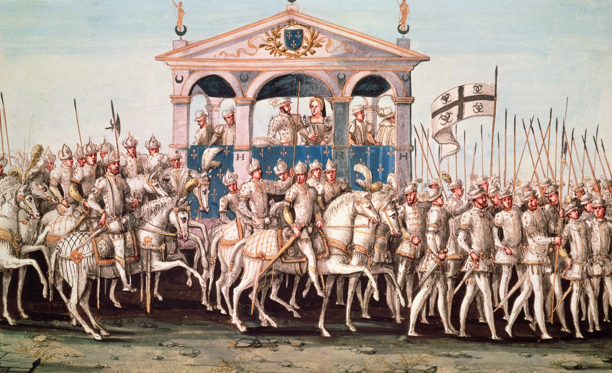 مهرجان الدخول الملكي لهنري الثاني (1519-59) في روان ، 1 أكتوبر 1550 بواسطة المدرسة الفرنسية