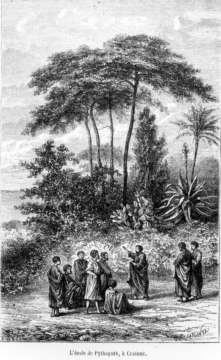 مدرسة فيثاغورس (c.580-500 قبل الميلاد) من Le Monde Illustre ، 1865 بواسطة المدرسة الفرنسية