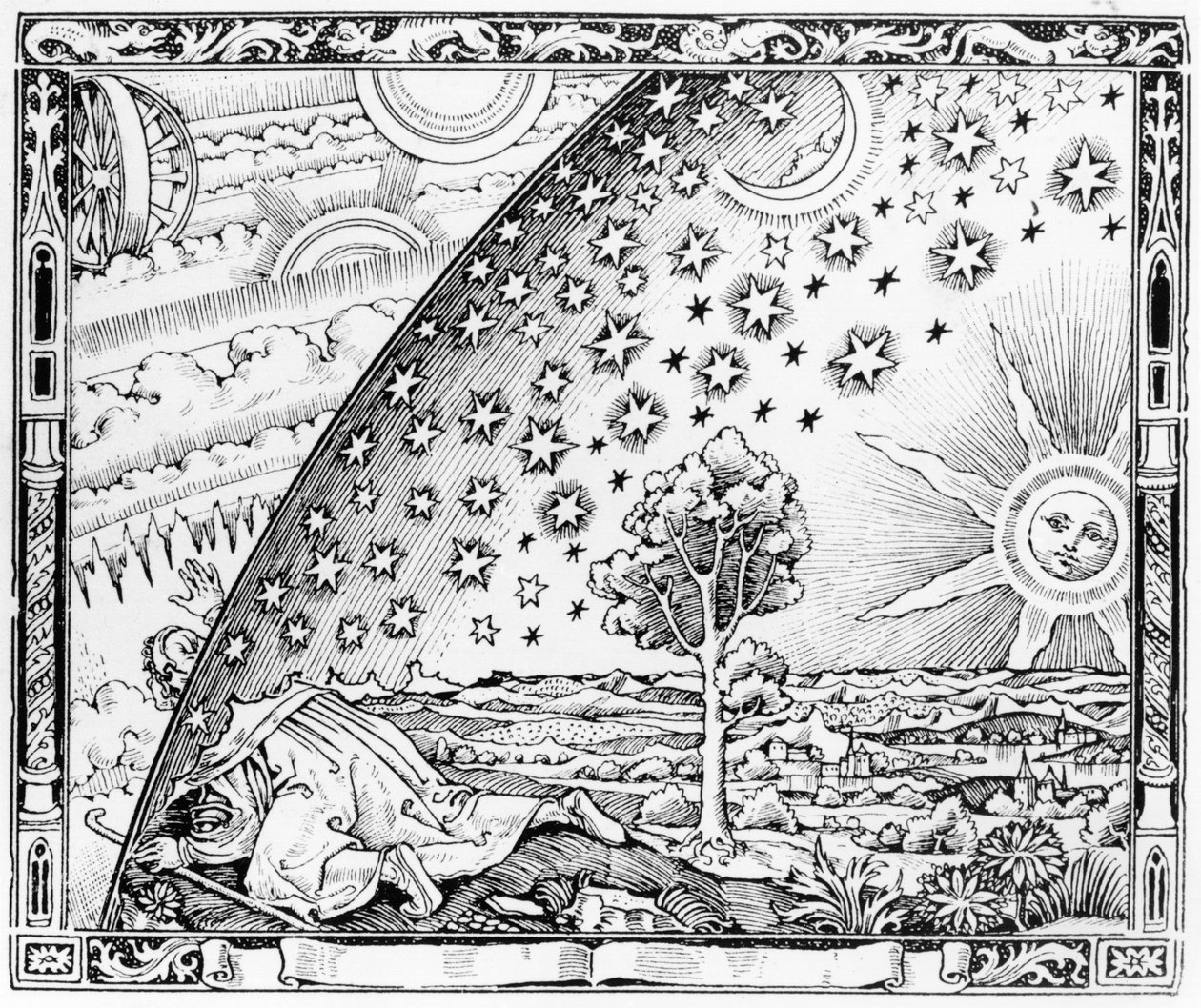 عالم مغادرة العالم ، بأسلوب c.1520 ، من LAtmosphere meteorologie populaire ، نُشر في باريس ، 1888 بواسطة المدرسة الفرنسية