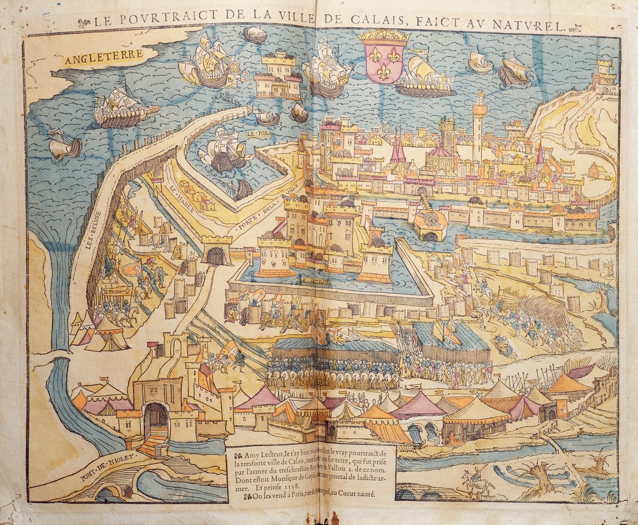 حصار كاليه ، 1558 (نقش خشبي ملون) بواسطة المدرسة الفرنسية