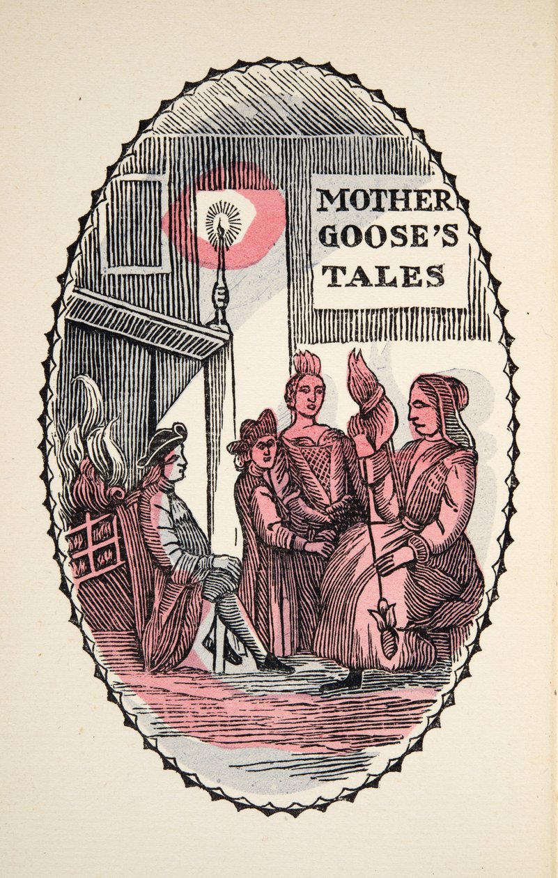 الجمال النائم في الخشب ، من التاريخ أو حكايات الماضي مرات أخبرتها Mother Goose ، مع الأخلاق ، بواسطة M Perrault ، الحانة. 1925 (طباعة كتلة خشبية ملونة) بواسطة المدرسة الفرنسية