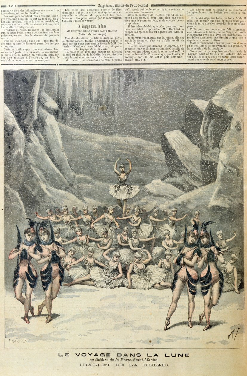 باليه الثلج ، من رحلة إلى القمر بقلم جاك أوفنباخ (1819-1890) من لو بيتيت جورنال ، 16 أبريل 1892 بواسطة المدرسة الفرنسية