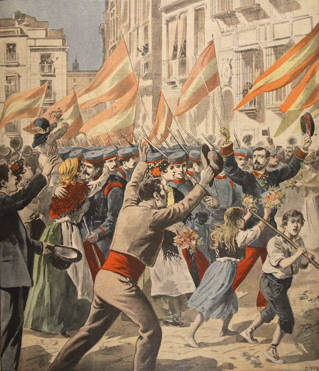 الحرب الإسبانية الأمريكية ، رسم توضيحي من Le Petit Journal: Supplement illustre ، 18 مايو 1898 بواسطة المدرسة الفرنسية
