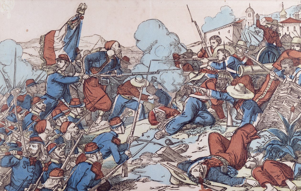 استيلاء الفرنسيين على بويبلا ، المكسيك ، 1863 بواسطة المدرسة الفرنسية