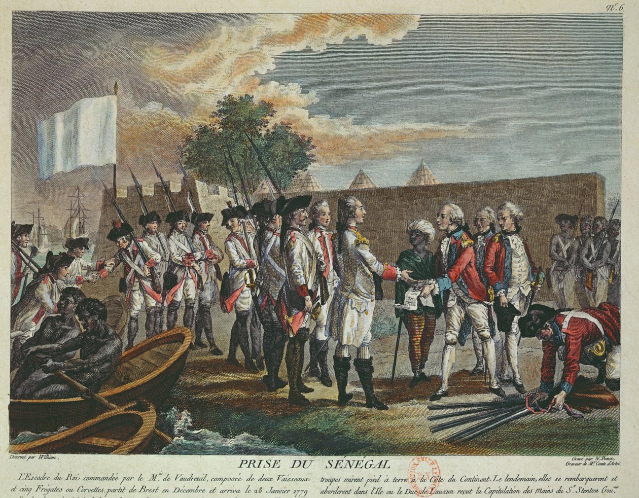 استيلاء الفرنسيين على السنغال عام 1779 خلال حرب الاستقلال الأمريكية ، 1779 بواسطة المدرسة الفرنسية