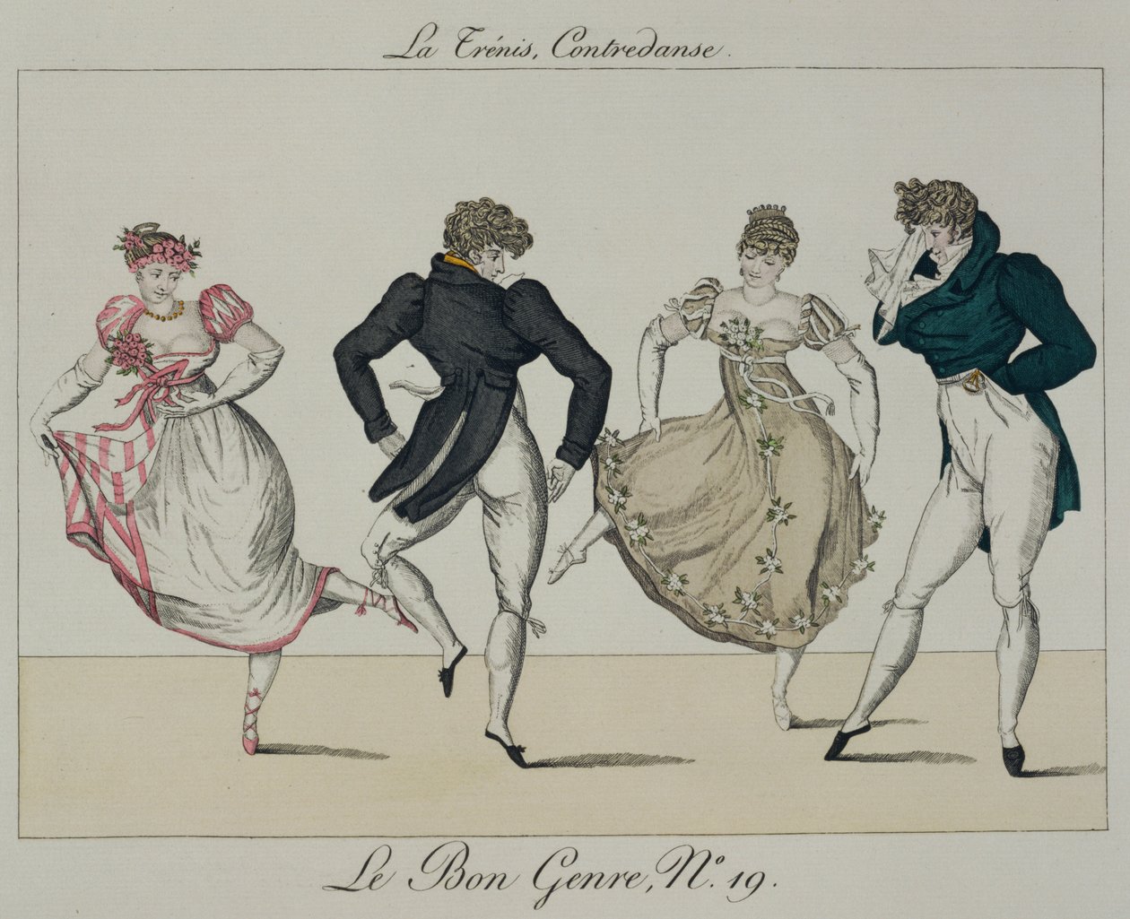 The Trenis Quadrille ، اللوحة 19 من Le Bon Genre ، 1805 بواسطة المدرسة الفرنسية