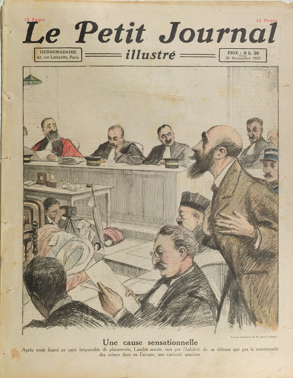 محاكمة هنري ديزاير لاندرو (1869-1922) من لو بيتيت جورنال ، 20 نوفمبر 1921 بواسطة المدرسة الفرنسية