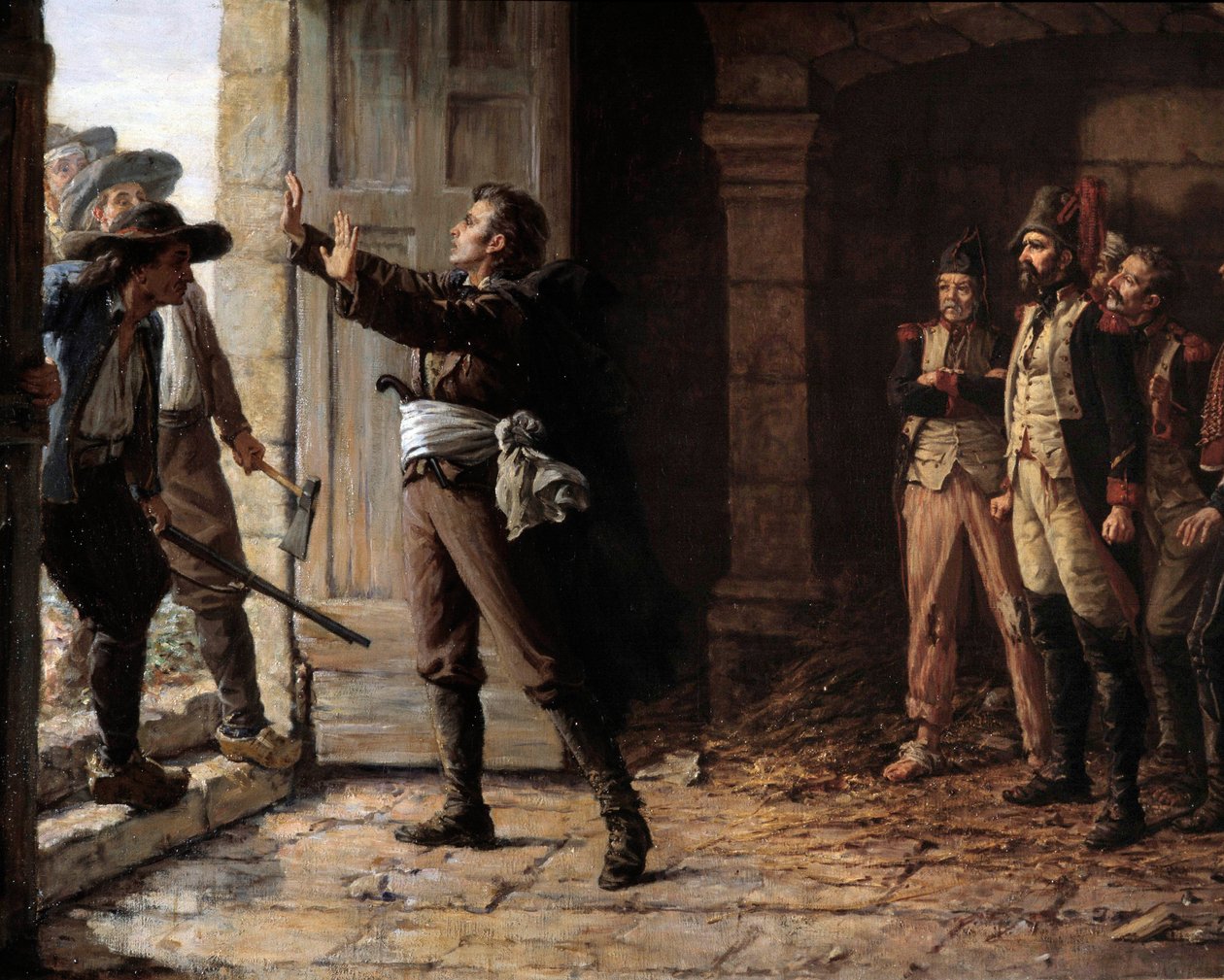 حروب فيندي: باع القائد العسكري موريس جوزيف لويس جيجوست ديلي (1752-1794) ، الذي استطاع بمكره إنقاذ السجناء "الزرق" (الباعة) من القوات الملكية التي كان يرأسها عام 1793. لوحة مجهولة. القرن ال 18. شوليت. متحف بواسطة المدرسة الفرنسية