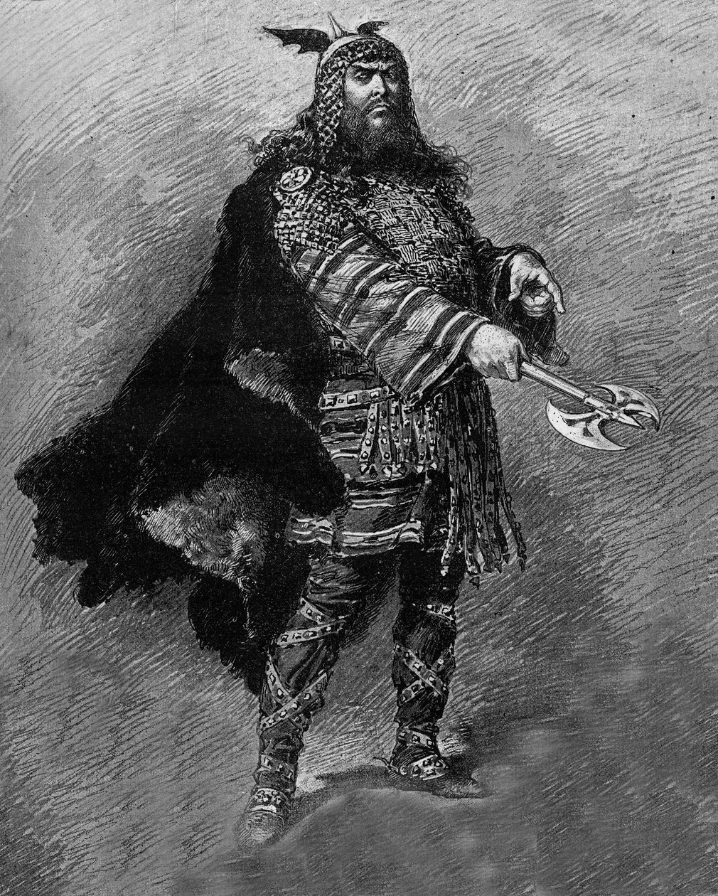 الممثل Dumaine في دور “Attila” ، دراما في أربعة أعمال وشعر ، من تأليف Etienne Charles Henri ، Viscount de Bornier (1825-1901) ، ممثلة في مسرح de l'Odeon في عام 1880. بواسطة المدرسة الفرنسية
