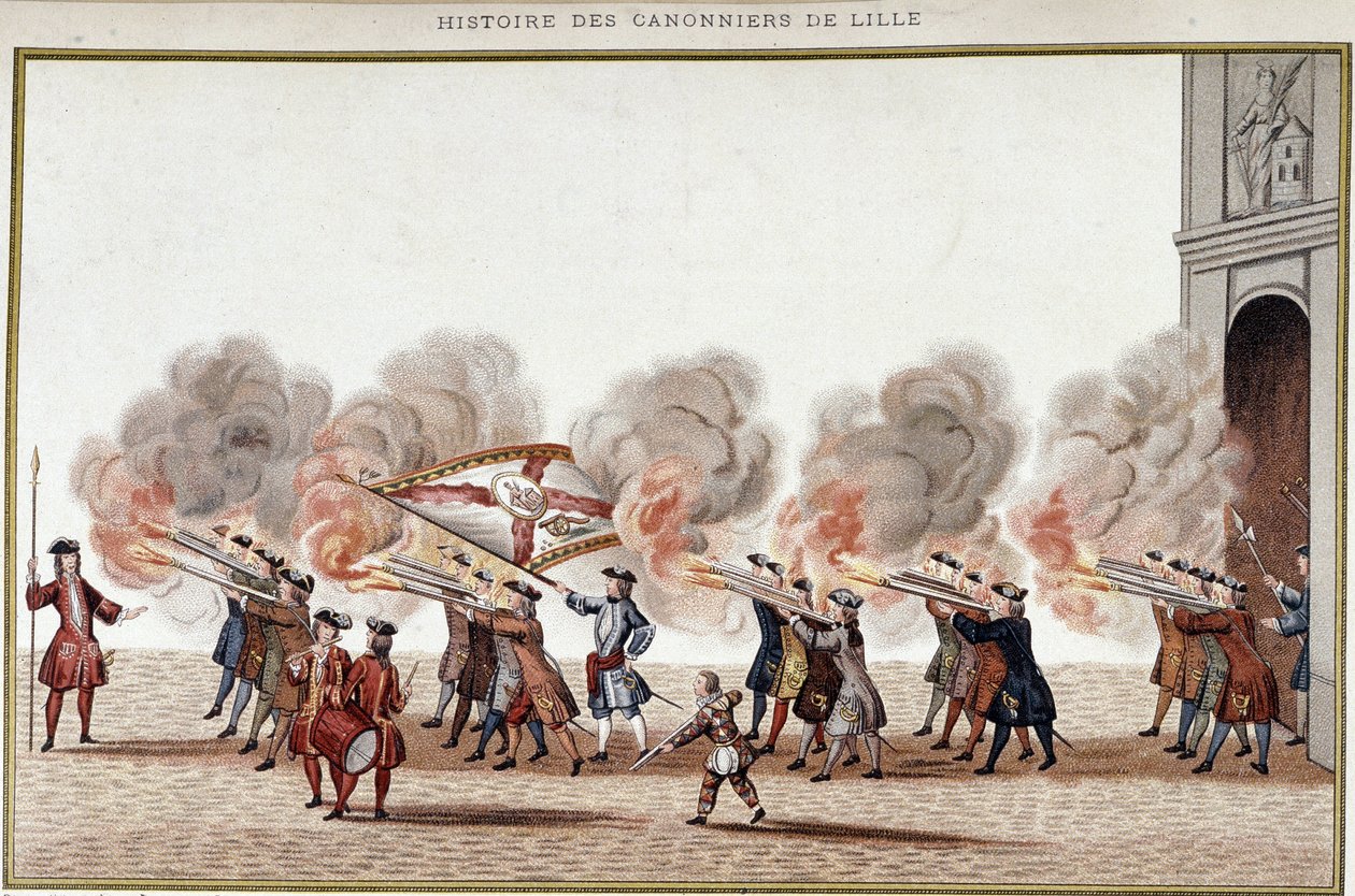The confrerie of Sainte-Barbe (Sainte Barbe) leaving his hotel to go to Place d