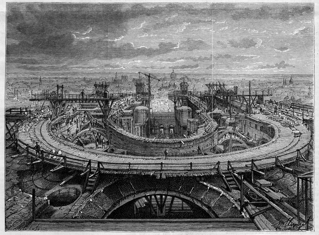 موقع بناء كنيسة القلب المقدس في مونمارتر عام 1886 ، في "العالم المصور". بواسطة المدرسة الفرنسية