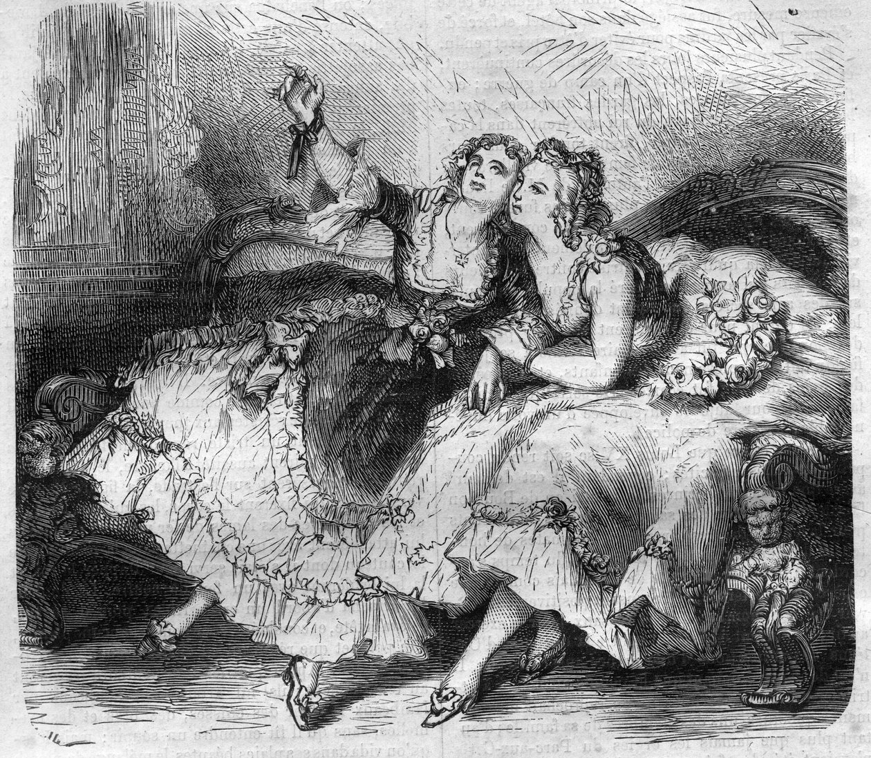 بنات "حريم" ملك فرنسا لويس الخامس عشر ديت لو بيان أيمي (بين آيم) (1710-1774). نقش في "Histoire des Papes-Rois-Queen and Empereurs عبر القرون" بقلم موريس لاتشاتر بواسطة المدرسة الفرنسية