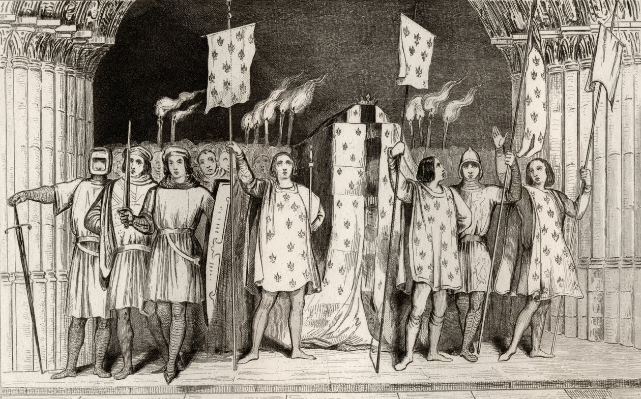 الرضيع الميت جان الأول (1316) بعد وفاته أعلن الملك في جنازته ، من `` Histoire de France &39;&39; بواسطة Colart ، تم نشره عام 1840 بواسطة المدرسة الفرنسية