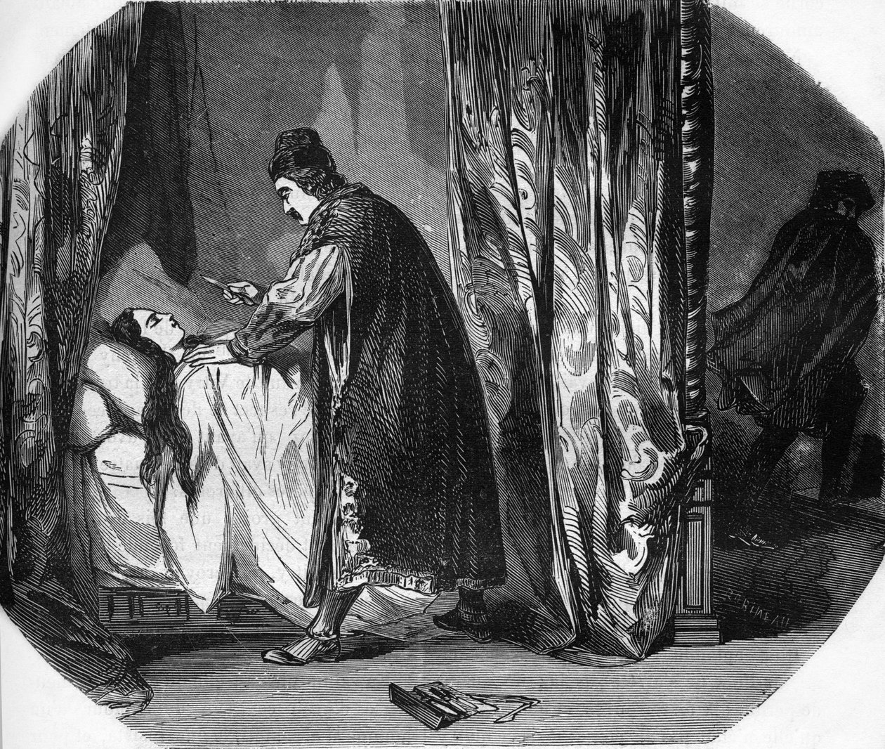 وفاة غابرييل ديستريس ، دوقة بوفورت وفيرنويل ، مركيز مونسو (1571-1599) ، عشيقة ملك فرنسا هنري الرابع التي ماتت بسبب السكتة الدماغية. نقش في "تاريخ الدعارة والفجور بين جميع شعوب العالم بواسطة المدرسة الفرنسية