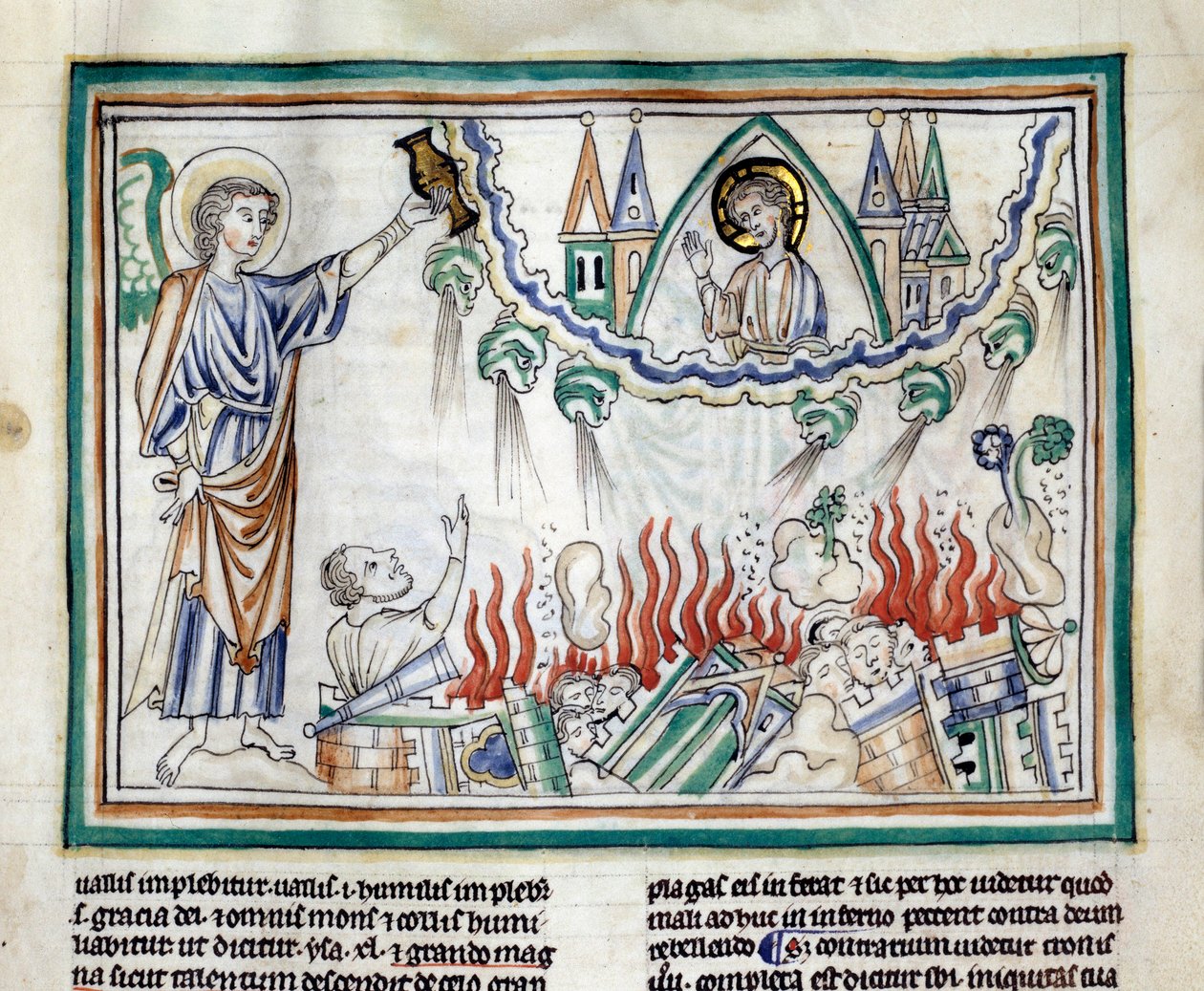 The destruction of Babylon Miniature taken from “The Apocalypse of Cambrai”” enluminated by the French School of the 13th century. Ms. 422. Municipal Library, Cambrai بواسطة المدرسة الفرنسية