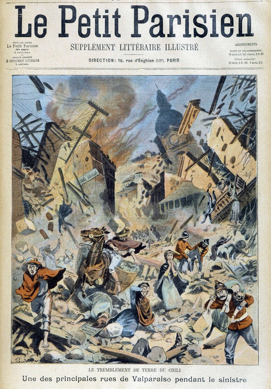 زلزال تشيلي: فالبارايسو أثناء الكارثة - في "" الباريسي الصغير "في 09/09/1908 بواسطة المدرسة الفرنسية