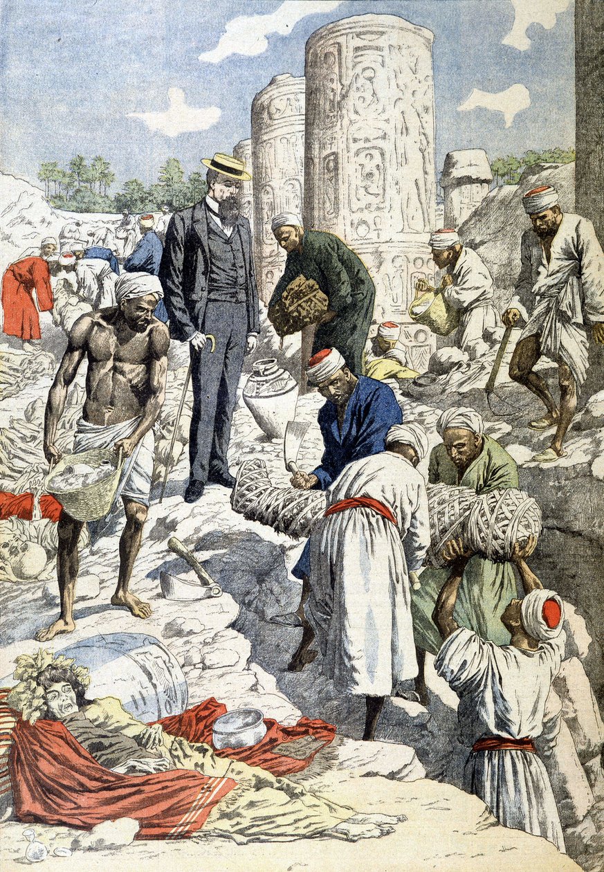 حفريات السيد جاييه في أنتينوي - في مجلة Le Petit Journal بتاريخ 10/1/1904 (نقش) بواسطة المدرسة الفرنسية