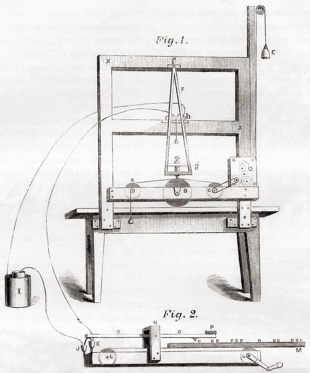 أول تلغراف كهربائي اخترعه صموئيل مورس في عام 1837 ، من Les Merveilles de la Science ، نُشر حوالي عام 1870 (نقش) بواسطة المدرسة الفرنسية