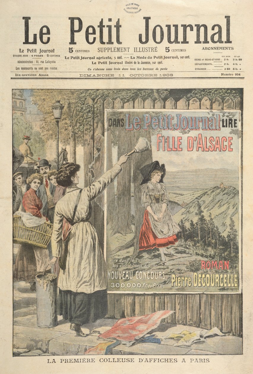 أول أنثى بيلبوتر في باريس ، من لو بيتيت جورنال ، 11 أكتوبر 1906 بواسطة المدرسة الفرنسية