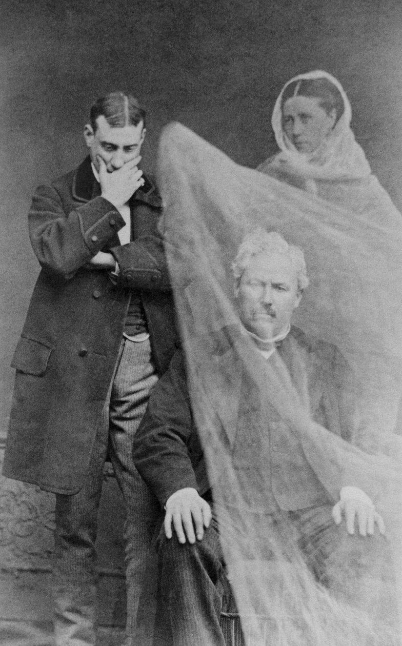 شبح زوجة رجل يظهر أمامه ، عام 1870 بواسطة المدرسة الفرنسية