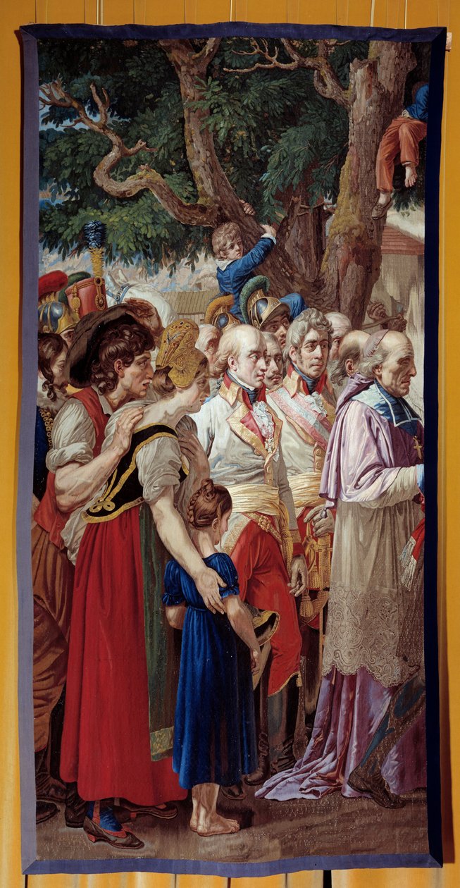 تسليم مفاتيح فيينا لنابليون الأول (1769-1821) عاد الإمبراطور إلى العاصمة النمساوية المهجورة من قبل فرانسوا الثاني ملك هابسبورغ في 14/11/1805. نسيج مصنوع من ورشة Gobelins. 1815. أحد 3،35x1،72 م مالميزون ، متحف القصر بواسطة المدرسة الفرنسية