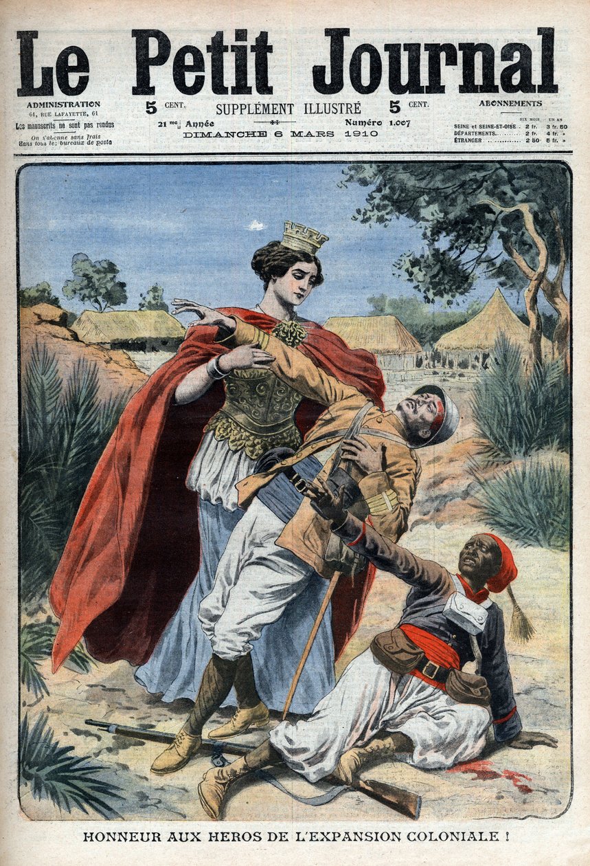 تكريم أبطال الاستعمار (في شمال إفريقيا) نقش استعاري "Le Petit Journal" ، 6 مارس 1910 (نقش) بواسطة المدرسة الفرنسية