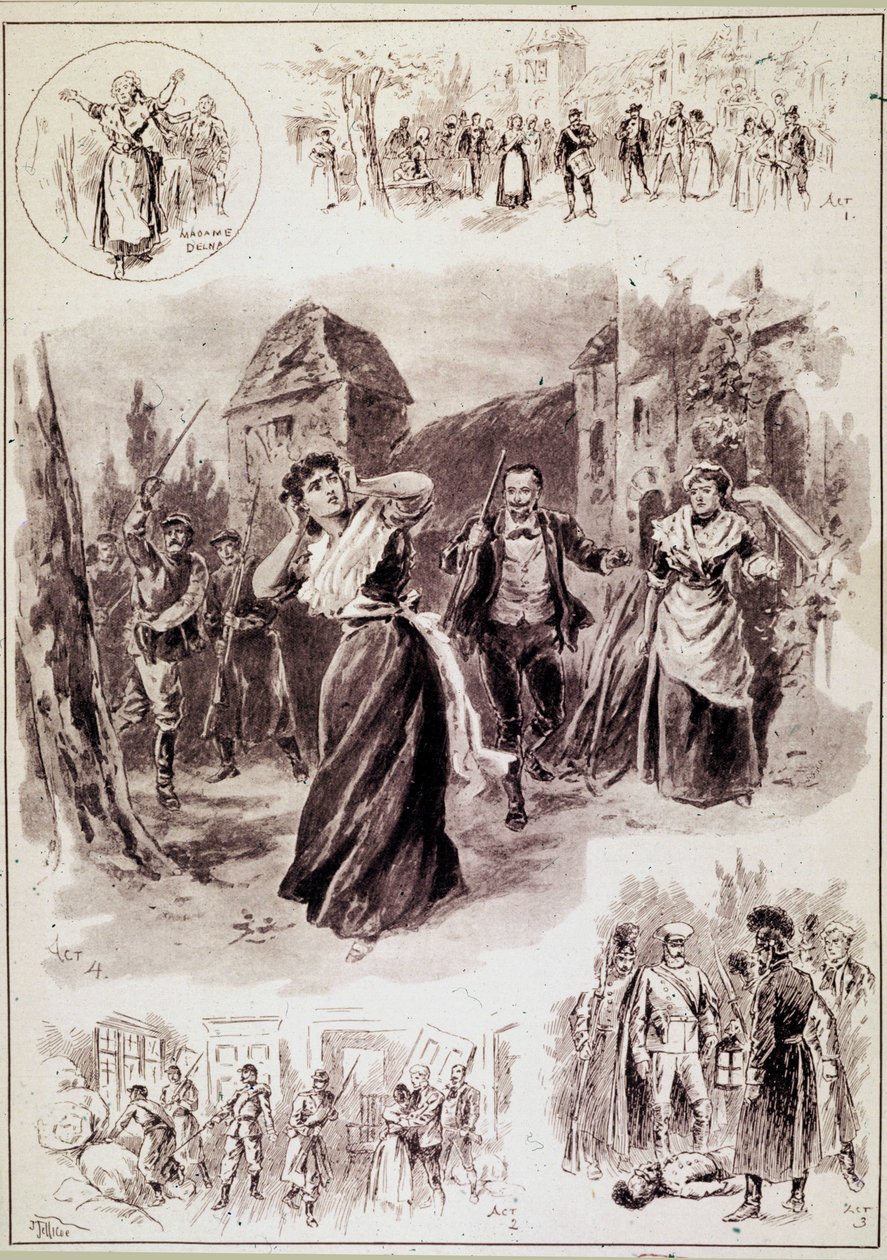 The main illustration depicts the scene: “A tear was heard, separate blows followed. Francoise, agitated by a tremor, had carried her hands to her ears.”” for “L
